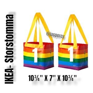 IKEA - STORSTORMA- Two (2) Small Color Block Rainbow Gay Pride Tote Bags New